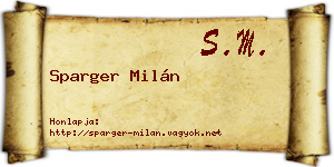 Sparger Milán névjegykártya