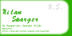 milan sparger business card